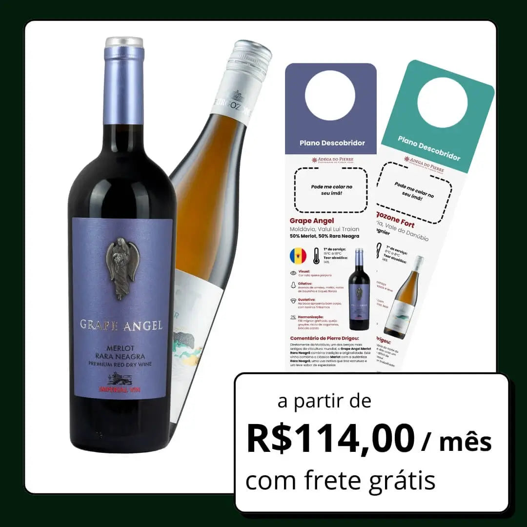 Caixa de assinatura de vinhos do mundo Adega do Pierre com 2 garrafas